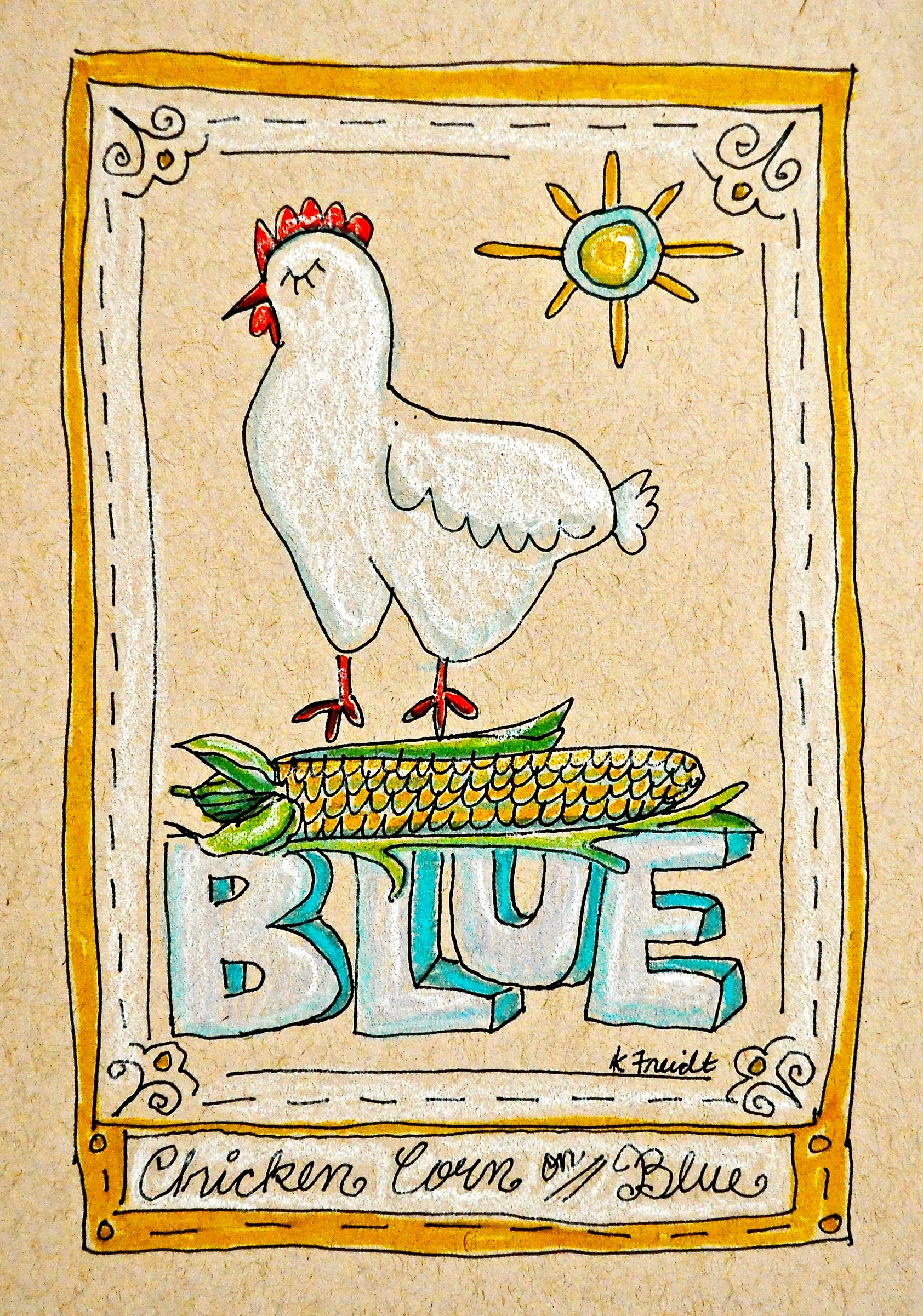 Freidt, Karen Chicken Corn on Blue.jpg